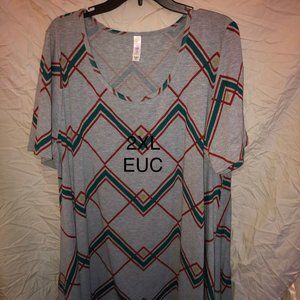 LULAROE PERFECT - EUC 3XL GREY AND RED STRIPE